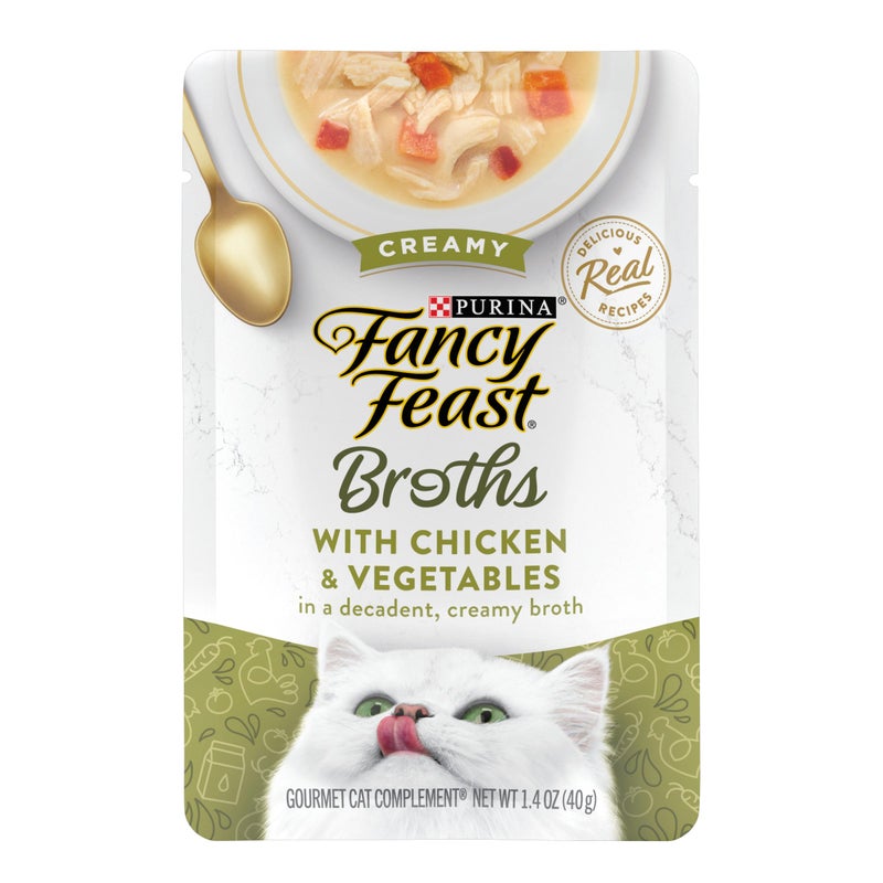 Fancy Feast Purina Fancy Feast Lickable Wet Cat Food Broth Topper, Creamy With Chicken and Vegetables - (Pack of 16) 1.4 oz. Pouches - Image 1